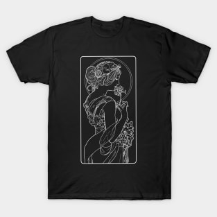 Alphonse Mucha Primevere White Neon T-Shirt